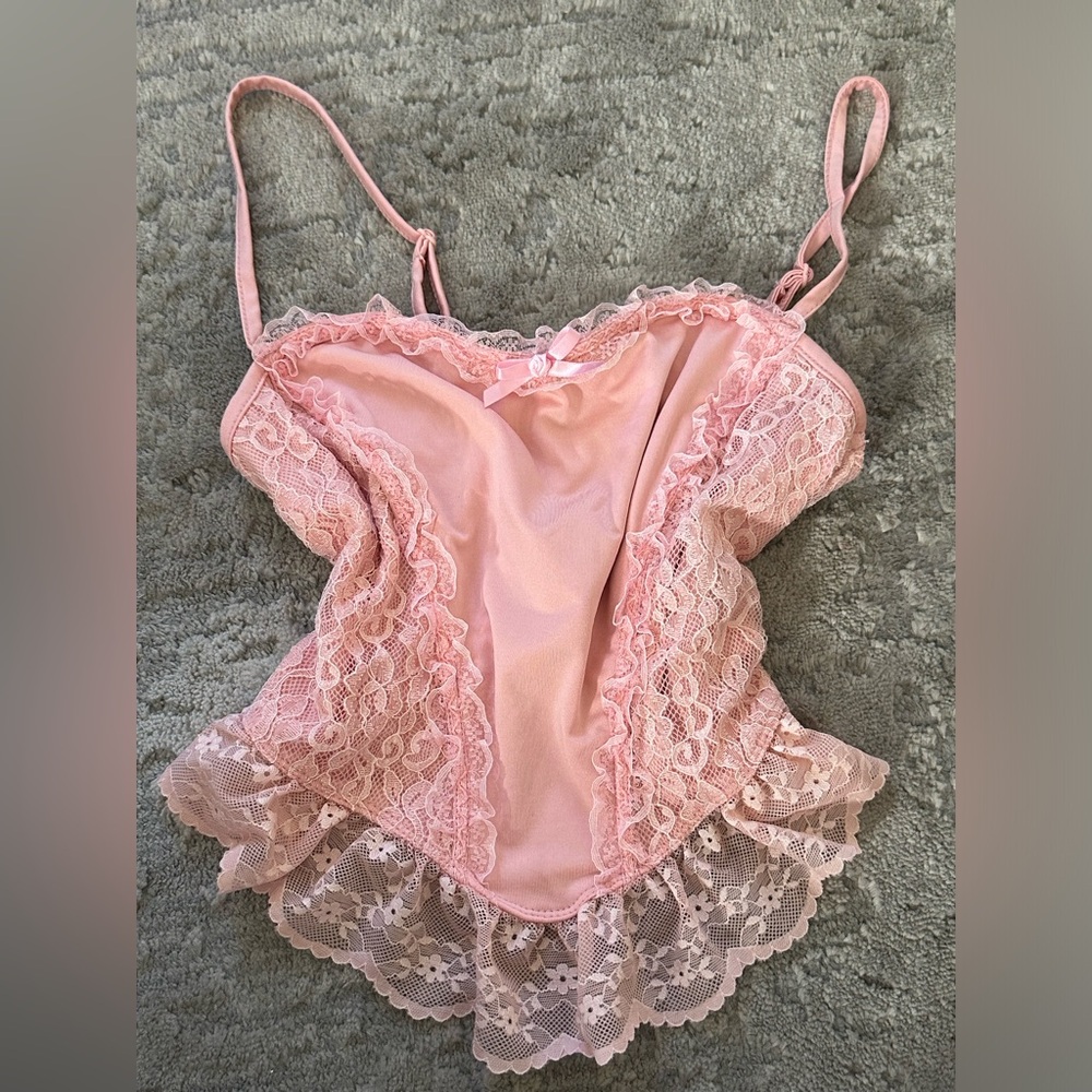 Pink Lace Women's crop top
